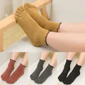 Socks Women Cotton Five Finger Ruffle Solid Color Toe Socks With 5 Toe Short Deodorant Toe Socks