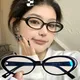 Vintage Oval Glasses Women Girls Y2K Red Green Frame Glasses Eyewear Decorative Computer Anti-blue