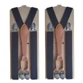 Men Black Leather Suspenders Belt with Elastic Clip-on Y-Back Braces Adjustable Straps for Wedding