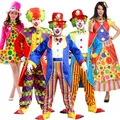 Adult Funny Circus Clown Cosplay Costumes Carnival Party Show With Wig Shoes Sponge Nose Dress for