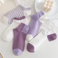 5 Pairs/lot Elegant Women Short Vintage Cotton Purple Girls Summer Harajuku Cute Ankle Socks Novelty