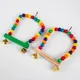 Natural Wooden Parrots Swing Toy Birds Perch Hanging Swings Cage Colorful Beads