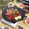 Round grill plate Non-stick grill plate Portable home frying pan for outdoor picnics Non-smoking