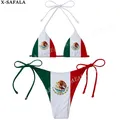 Mexico Country Flag 3D Print Women Micro Sexy Bikini Bra Set Summer Beachwear Sexy Beach Two Pieces