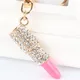 Pink Lipstick Lip Pendant Charm Rhinestone Crystal Purse Bag Keyring Key Chain Accessories Wedding
