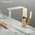 TOLM Golden Toilet Faucet Bathroom Sink Robcet for Washing Single Lever Bathroom Sink Faucet Luxury