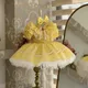 Robe à carreaux jaune princesse turque vintage pour filles été Pâques Eid anniversaire