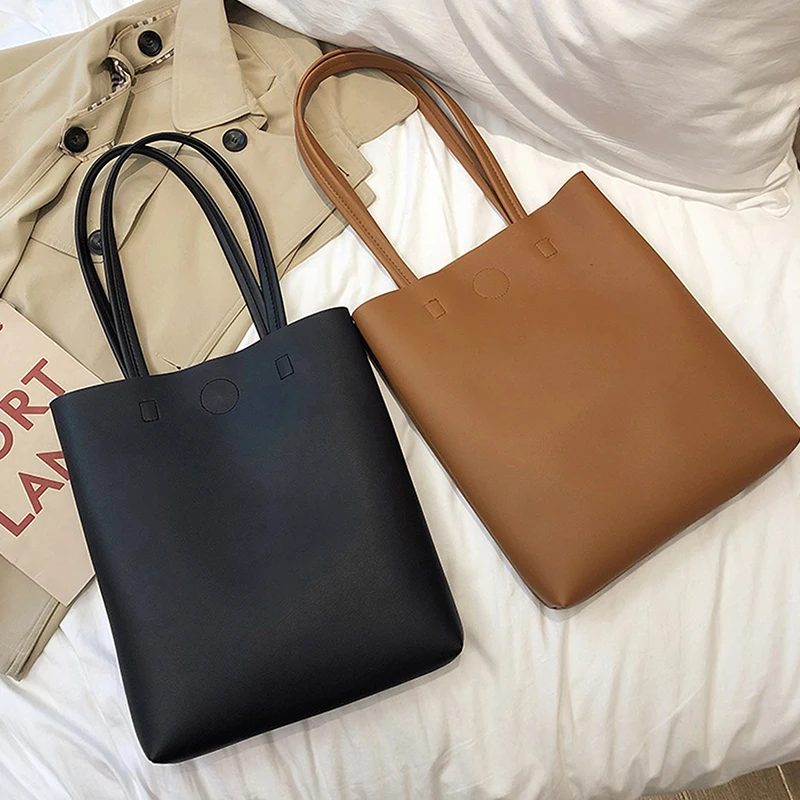 Sac à Bandoulière en Cuir PU pour Femme, Fourre-Tout Solide de Grande Capacité, Simple, à la Mode