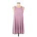 FP BEACH Casual Dress - Shift Scoop Neck Sleeveless: Purple Print Dresses - Women's Size Medium