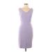 White House Black Market Casual Dress - Sheath V-Neck Sleeveless: Purple Print Dresses - Women's Size 10