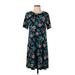 Ann Taylor LOFT Casual Dress - A-Line Crew Neck Short sleeves: Teal Floral Dresses - New - Women's Size Small