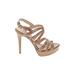 Jessica Simpson Heels: Tan Solid Shoes - Women's Size 8 1/2 - Open Toe