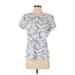 T by Talbots Short Sleeve T-Shirt: Silver Paisley Tops - Women's Size Medium