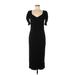 Gap Casual Dress - Midi V-Neck Short sleeves: Black Solid Dresses - Women's Size Medium