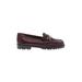 Flats: Slip-on Chunky Heel Casual Burgundy Solid Shoes - Women's Size 7 1/2 - Almond Toe