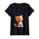 Damen Rote Katzennase Lustiger Tag Kinder 2024 T-Shirt mit V-Ausschnitt