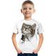 Kinder Jungen T-Shirt T-Shirt Kurzarm Katze Dinosaurier Grafik 3D-Druck Tier Schule Kinder Tops aktive weiße Katze hellweiße weiße Katze