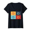 Damen Kupplungsdesign, Retro-Schaltgetriebe-Design T-Shirt mit V-Ausschnitt