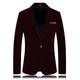 Men's Casual Blazer Jacket Blazer Plus Size Regular Standard Fit Solid Colored Single Breasted One-button Black Burgundy Navy Blue Blue 2024