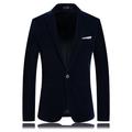 Men's Casual Blazer Jacket Blazer Plus Size Regular Standard Fit Solid Colored Single Breasted One-button Black Burgundy Navy Blue Blue 2024
