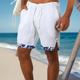 Men's Shorts Linen Shorts Summer Shorts Beach Shorts Zipper Pocket Drawstring Patchwork Flower / Floral Comfort Breathable Short Casual Daily Holiday Linen Cotton Blend Hawaiian Classic Style White