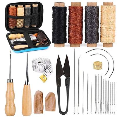 Leather Repair Sewing Kits, Leather Working Tools with Pro Waxed Thread, Large Eye Hand Sewing Needles, Versatile Awl, Heavy Duty Sewing Kit for Car, Upholstery, Vinyl, Canvas, Craft