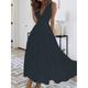 Women's White Dress Casual Dress Swing Dress Long Dress Maxi Dress Cotton Ruched Date Vacation Streetwear Maxi V Neck Sleeveless Black White Pink Color