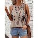 Women's Tank Top Vest Feather Casual Pink Sky Blue Khaki Print Sleeveless Vintage Ethnic Crew Neck Regular Fit Summer