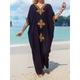 Women's White Dress Casual Dress Summer Dress Long Dress Maxi Dress Embroidered Holiday Vacation Beach Streetwear Maxi V Neck Half Sleeve Loose Fit Black White Color One-Size Size