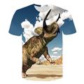 Kids Boys' T shirt Short Sleeve Dinosaur 3D Print Animal Print Gray Green Navy Black gray Children Tops Summer Active Daily Wear Regular Fit 4-12 Years