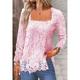 Shirt Lace Shirt Blouse Women's Black White Pink Plain Lace Street Daily Fashion Square Neck Regular Fit S