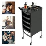 Salon Trolley Cart Rolling Hair Cart Organizer Mobile Barber Station with 5 Drawers