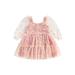 Huakaishijie Baby Girl A-Line Dress Daisy Print Long Sleeves Mesh Tulle Party Dress