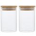 2pcs Glass Jars with Bamboo Lid Cotton Swab Holders Cotton Pad Jars Cotton Ball Jars