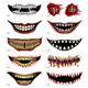Deagia Home Essential Clearance New Halloween Prank Makeup Temporary 12Pcs Halloween Clown Horror Mouth Stickers Removable and Realistic Temporary Kit Halloween Makeup Props (10Pcsï¼‰ Office Decor