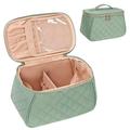 Large Makeup Bag Makeup Bag Organizer Cosmetic Bags for Women Travel Toiletry Bag Make Up Bag with Divider and Handle for Cosmetics Toiletries Brushes Tools Storage -Green