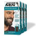 Just For Men Mustache & Beard Beard Dye for Men with Brush Included for Easy Application With Biotin Aloe and Coconut Oil for Healthy Facial Hair - Dark Brown M-45 Pack of 3