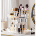 WLHONG Makeup Organizer for Vanity 2-Tier Bathroom Organizer Countertop with Makeup Brush Holder Acrylic Bathroom Organizer for Makeup Cosmetics Lotions Perfumes-Clear