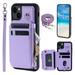 Compatible with iPhone 15 Plus PU Leather Clasp Flip Zipper Purse Case with Shoulder Strap Lanyard for Women Credit Card Holder Cell Accessories Phone Cover for iPhone 15 Plus Purple