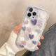 Cute Love Heart Phone Case with Aesthetic Design Women Girls Phone Cases Protective Cover for iPhone 11 12 13 14 Pro Max(Purple 13promax)