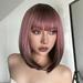 AISI BEAUTY Ash Pink .. Bob Wig with Bangs .. Short Straight Wigs for .. Women 12 Inch Synthetic .. Straight Hair Wig for .. Girl Cosplay Party Wear