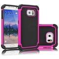 Galaxy S6 Case Samsung S6 Cover [Tmajor] [Hot Pink/Black] Shock Absorbing Hybrid Rubber Plastic Impact Defender Rugged Slim Hard Case Cover Shell For Samsung Galaxy S6 S VI G9200 GS6