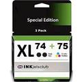 InkjetsClub Compatible Ink Cartridge Replacement for 3 Pack - HP 74 & 75 High Yield Ink Cartridge Value Pack. Includes 2 Black and 1 Color Compatible Ink Cartridges.