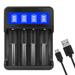 USB 4 Slots LED Battery Charger for 18650 26650 16340 14500 10440 18500 NiMh/NiCd AA/AAA Rechargeable Batteries