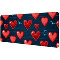 OWNTA Valentine s Day Heart EKG Pattern Rectangular Extended Desk Pad with Non-Slip Rubber Bottom Suitable for Home Office Desktop Mat Gaming Pad Gaming Mouse Pad