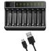 High-Speed 8 Slot AA AAA Battery Charger USB C Charging LCD Display Charger for NiMH NiCD AA AAA Rechargeable Batteries