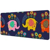 OWNTA Cute Cartoon Boho Elephant Water Spray Sunflower Pattern Rectangular Extended Desk Pad with Non-Slip Rubber Bottom Suitable for Home Office Desktop Mat Gaming Pad Gaming Mouse Pad