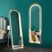 Ivy Bronx Bettina Arched Full Length Mirror w/ Lights, Bedroom Full Body Floor Mirror, Aluminum Frame Metal in Yellow | 63 H x 20 W x 2 D in | Wayfair