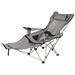 Arlmont & Co. Camping Folding Portable Camping Lounge Chair w/ Footstool, Outdoor Camping Chair, Net Chair, Headrest & Detachable Footstool (Gray) | Wayfair