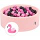 Piscine à Balles 90X30cm/200 Balles ∅ 7Cm Pour Bébé Rond Fabriqué En ue, Flamant Rose: Rose/Rose